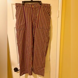 NEVER WORN: BIG BUD PRESS STRIPED WORK PANTS, SIZE 1XL YELLOW/BLUE/RED